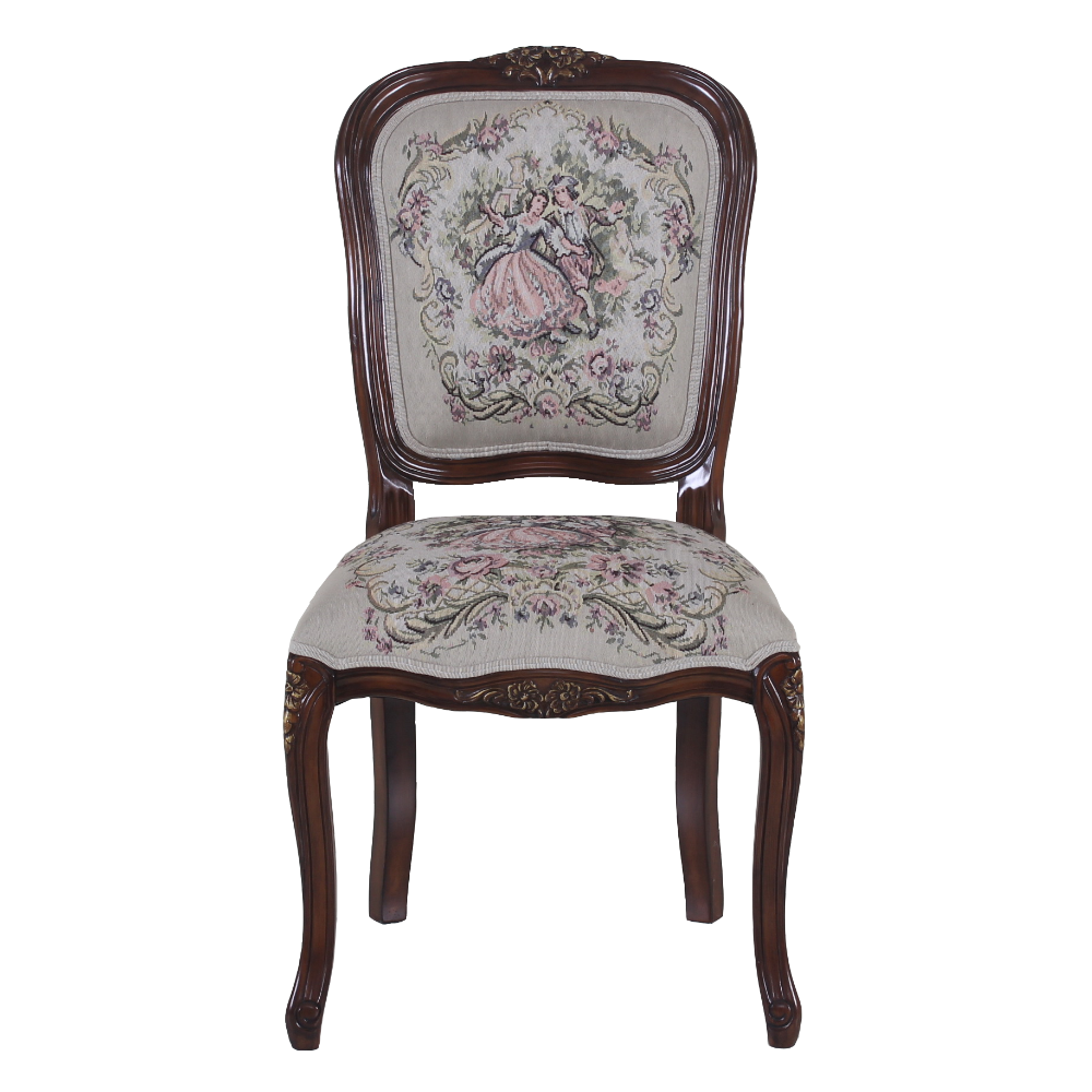 Louis XV Armless Fabric Back Chair